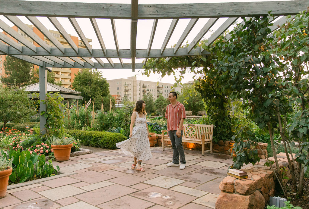 Playful Denver Botanic Gardens Engagement Photos