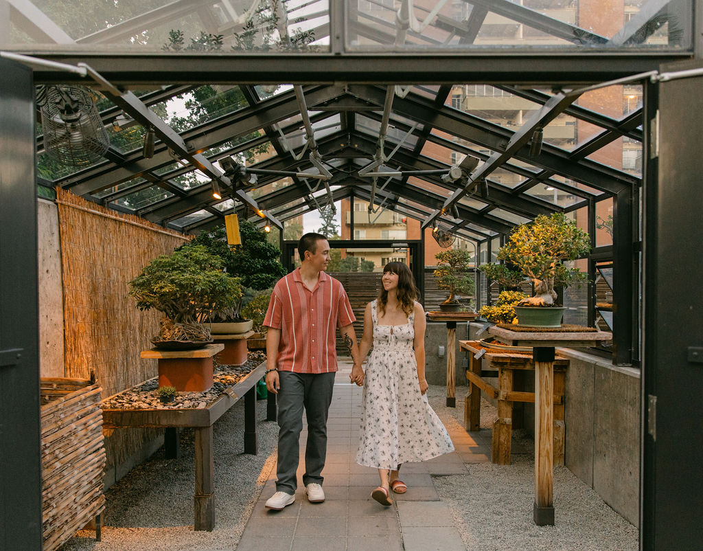 Rainy, dreamy garden engagement photoshoot in Denver, colorado 