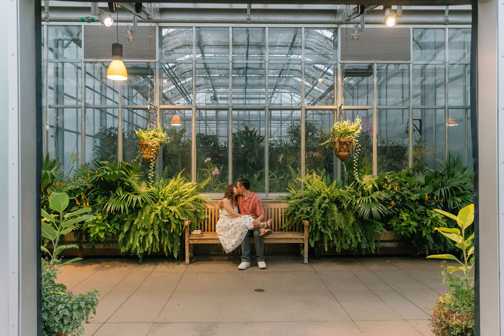 Enchanting greenhouse engagement photos in Denver