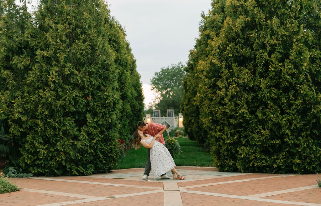 Romantic botanic garden engagement photos 