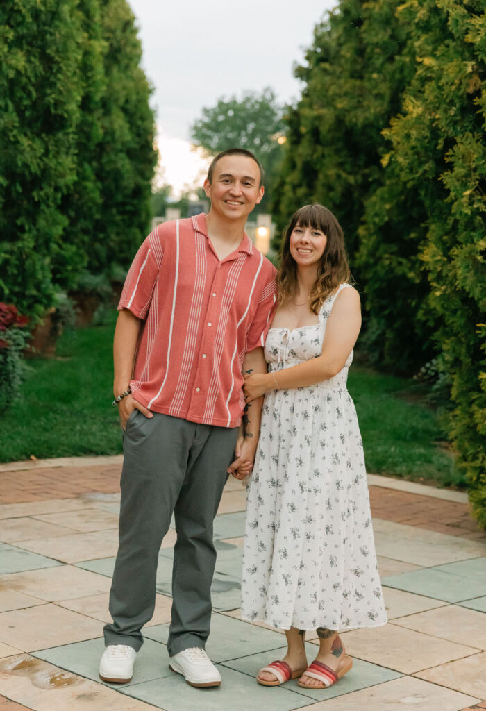 Romantic botanic garden engagement photos 