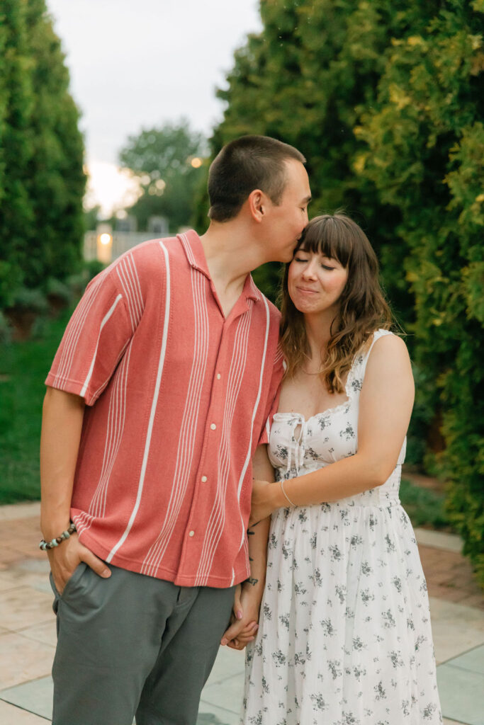 Romantic botanic garden engagement photos 