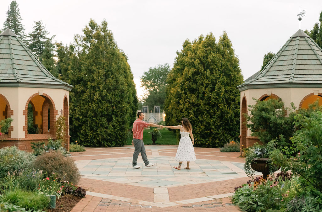 Romantic botanic garden engagement photos 