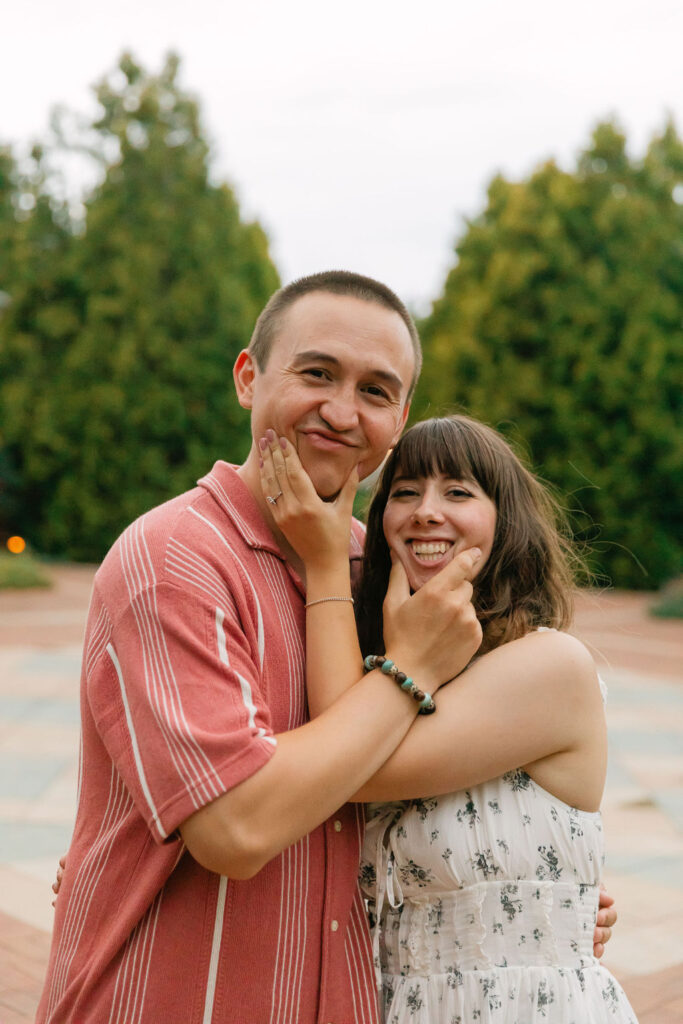 Romantic botanic garden engagement photos 