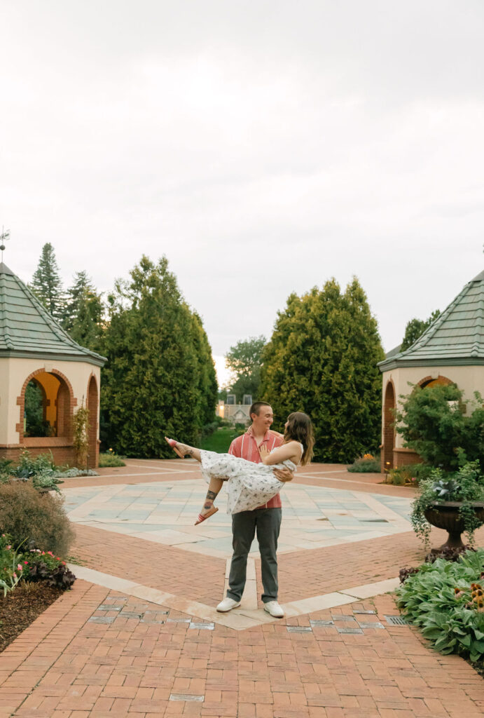 Romantic botanic garden engagement photos 