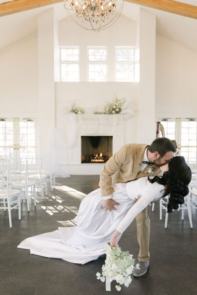 manor house indoor wedding ceremony set up