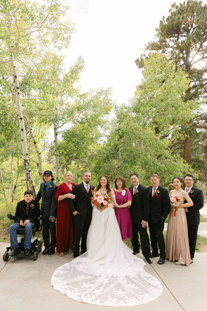 Gorgeous, timeless family portrait taken at a luxury wedding at Della Terra Mountain Chateau.