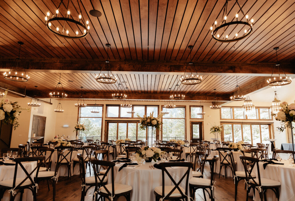 reception space at black canyon inn, one of the best Colorado mountain wedding venues