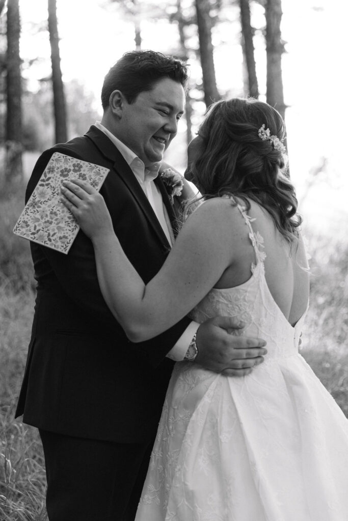 candid and emotional bride and groom exchanging private vows