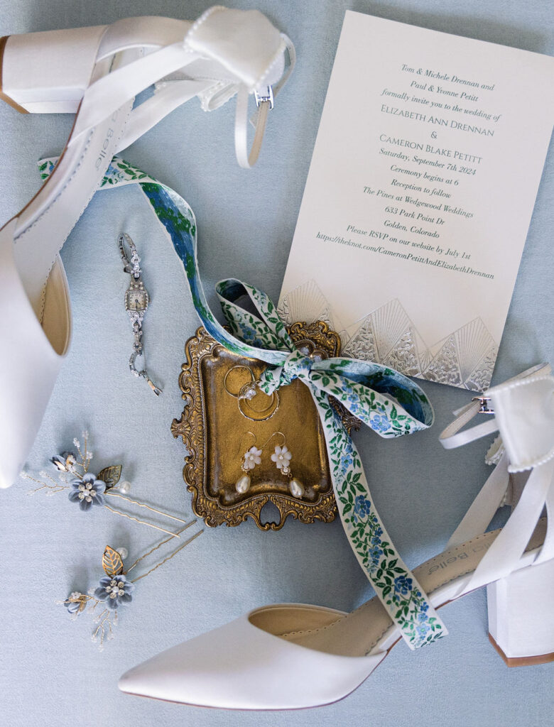 elegant wedding detail flatlay