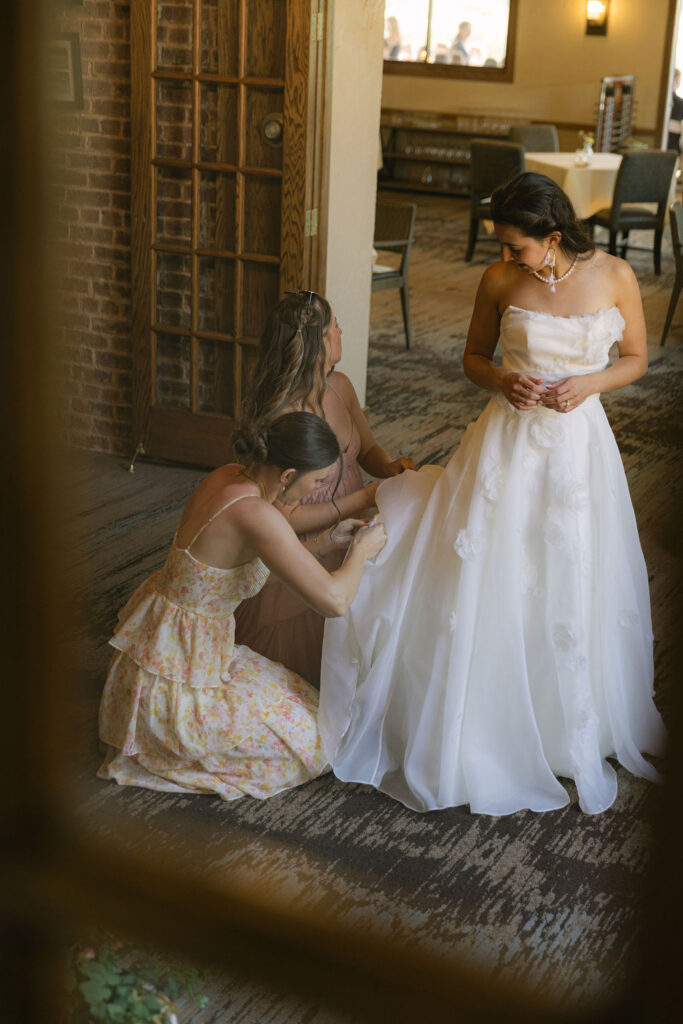 bride getting ready in historic Manor House at Perry Park Country Club