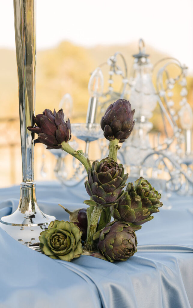 artichoke wedding table reception decor