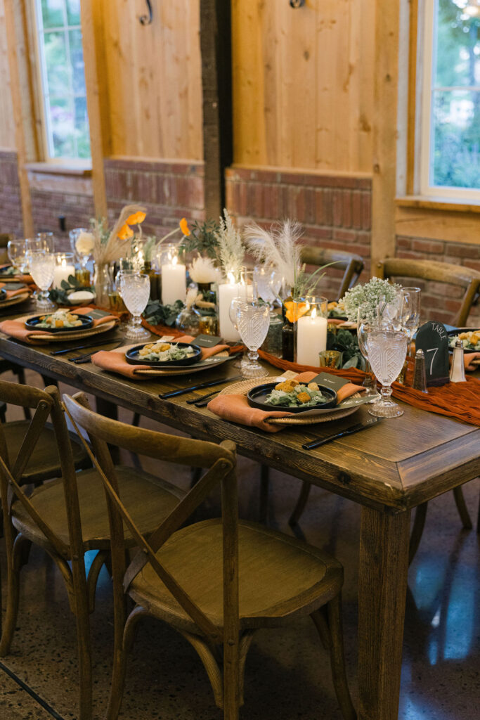 wedding reception set up at the Venue at Crooked Willow Farms