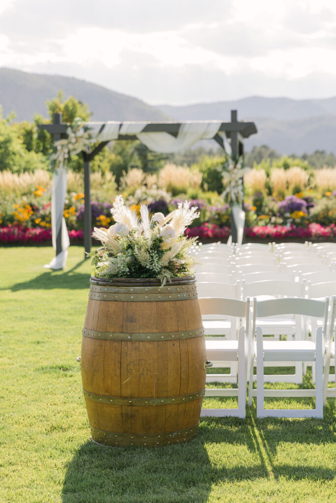 lush outdoor ceremony set up at the Venue at Crooked Willow Farms