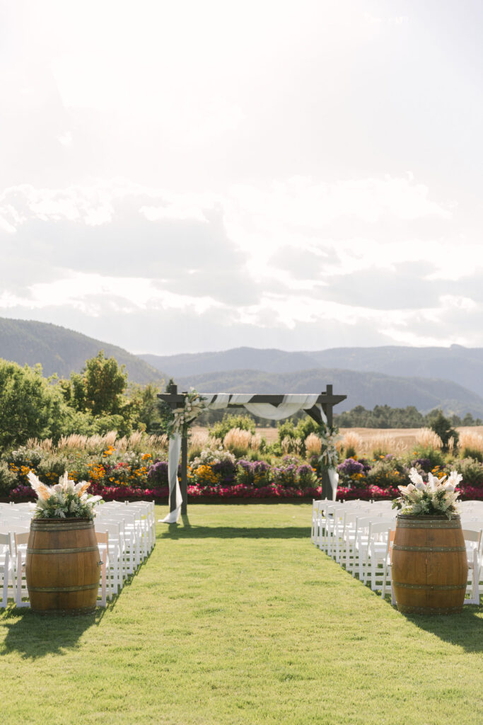 lush outdoor ceremony set up at the Venue at Crooked Willow Farms