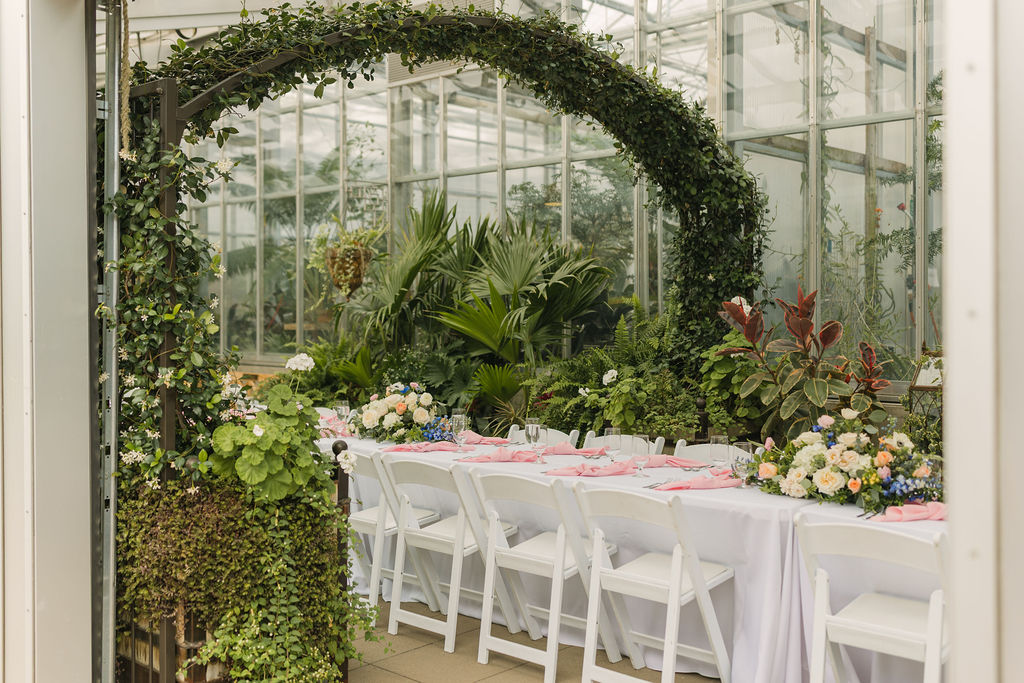 denver botanic gardens reception setup at the solarium