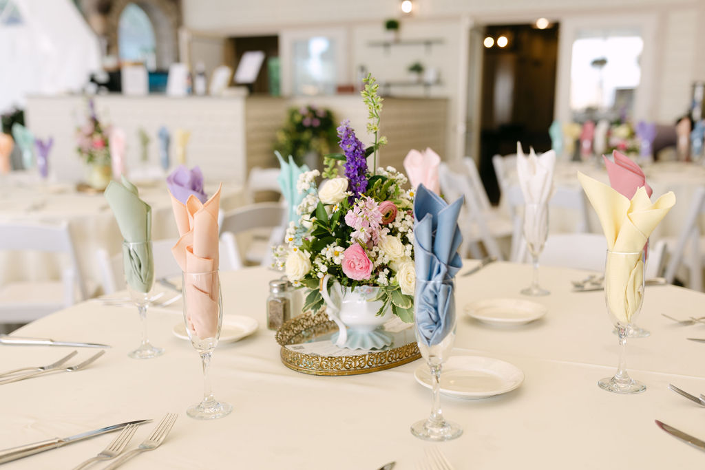 colorful table decorations for a whimsical wedding celebration