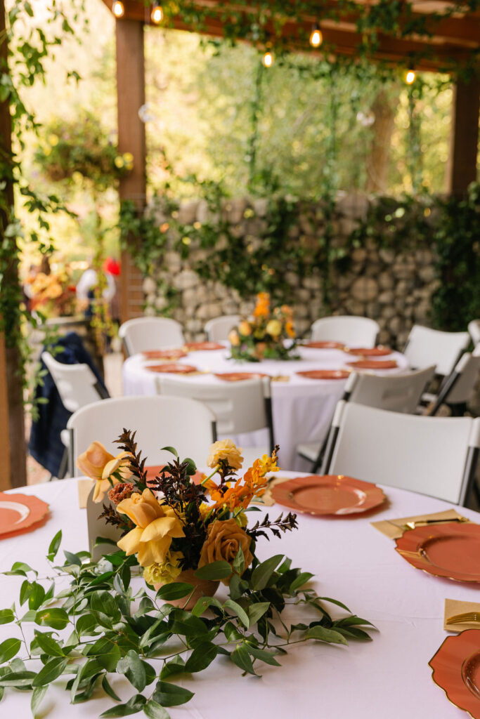 venue on the rocks outdoor wedding reception set up