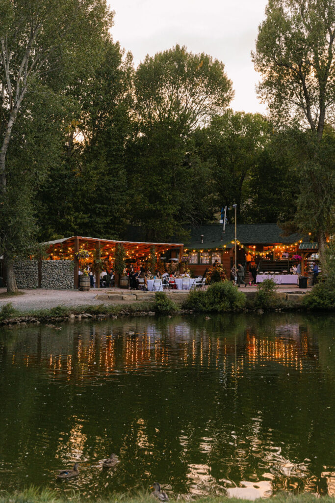 venue on the rocks outdoor wedding reception from afar