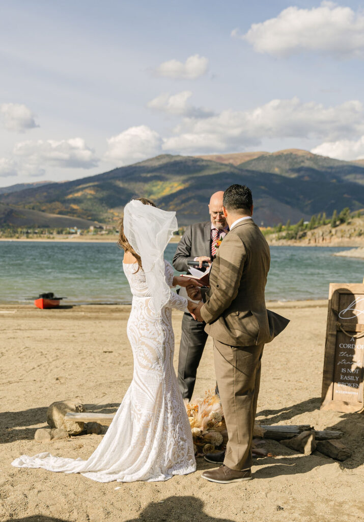 candid wedding ceremony moment at windy point campground