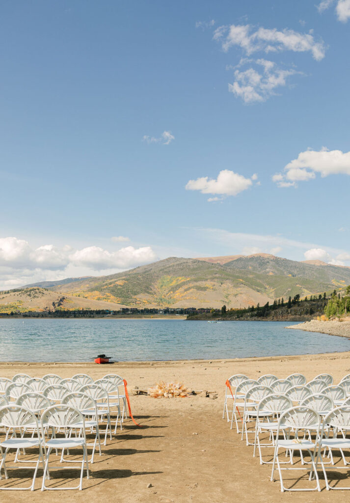 windy point campground ceremony set  up overlooking the lake and mountains