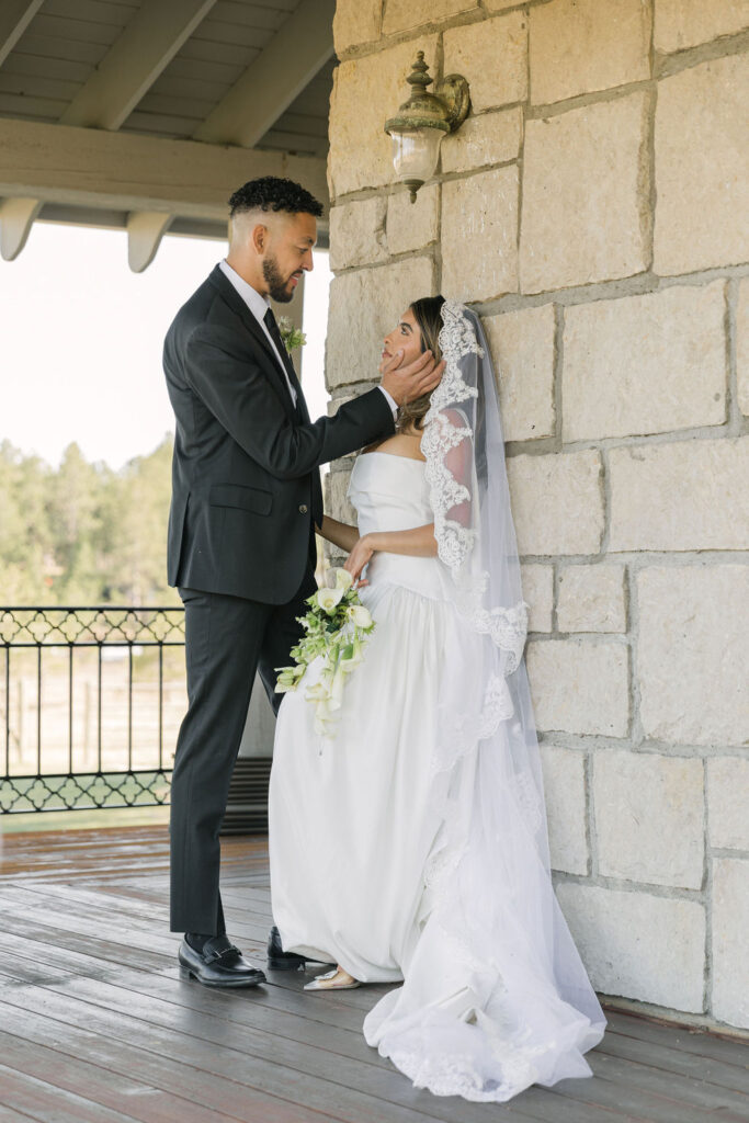 intimate bride and groom moment at greystone castle