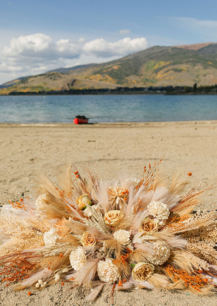 windy point campground ceremony set  up overlooking the lake and mountains