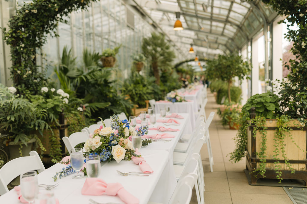 denver botanic gardens reception setup at the solarium