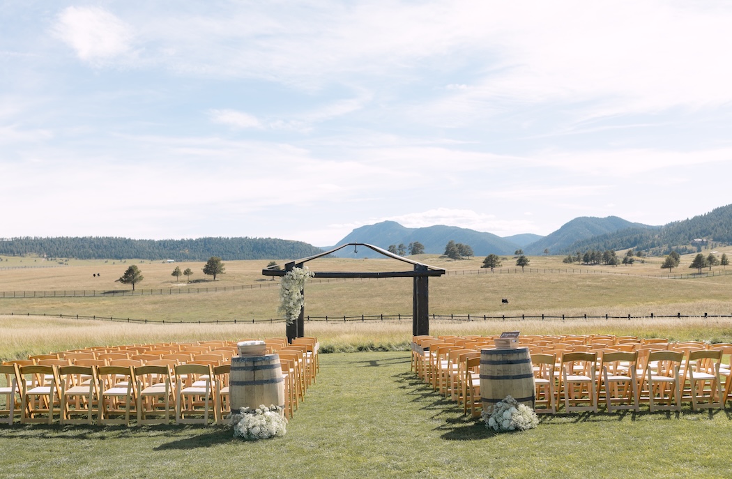 Trey's Vista wedding ceremony site at the Upper Ranch at Spruce Mountain Ranch in Larkspur, Colorado 