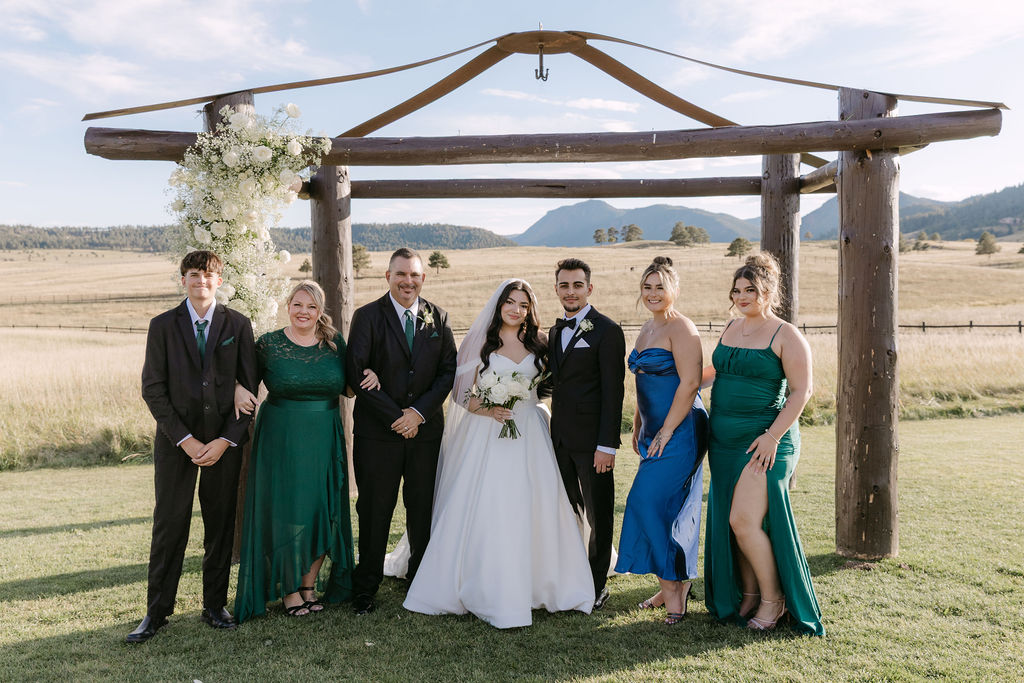 Extended family photo on the lawn at Spruce Mountain Ranch.
