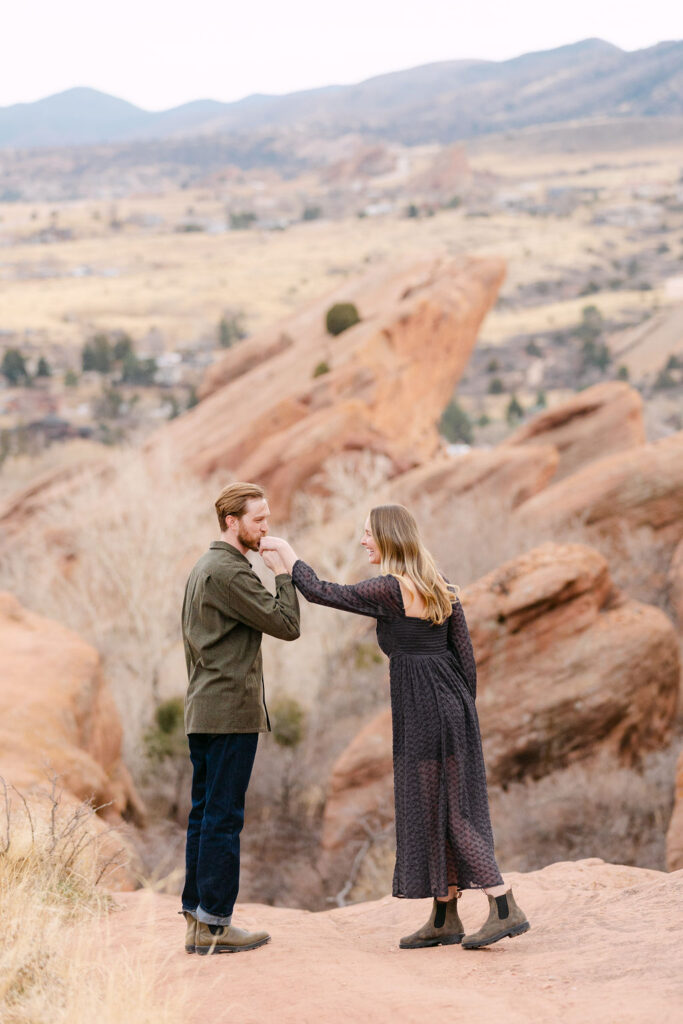 Romantic engagement photos near Denver at Red Rocks