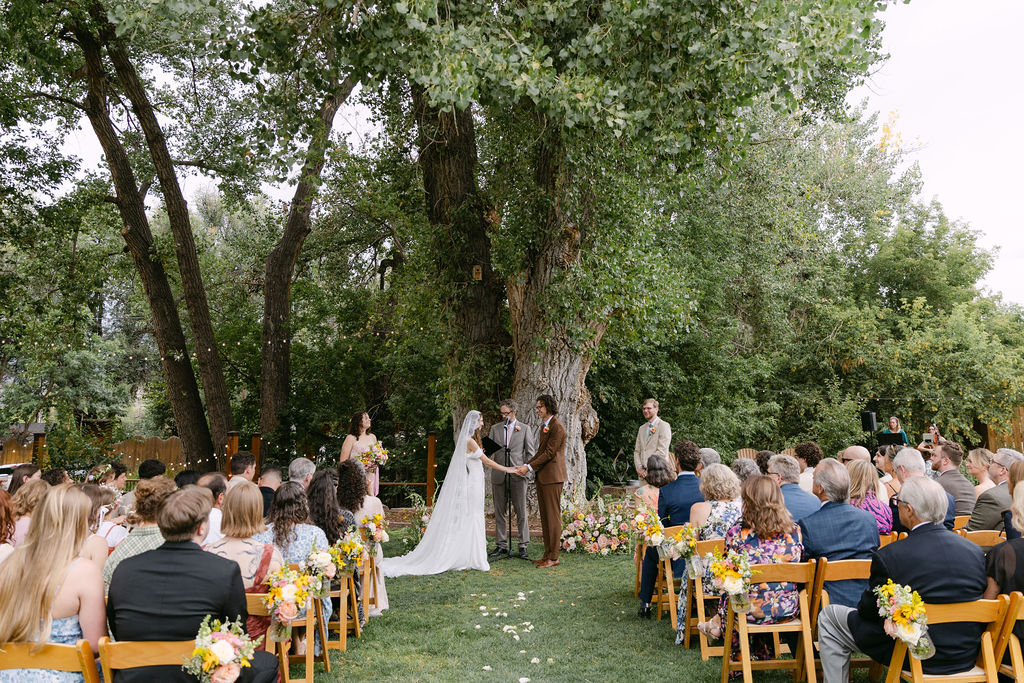 Outdoor colorado wedding ceremony at the Lyons farmette, a flower farm wedding venue